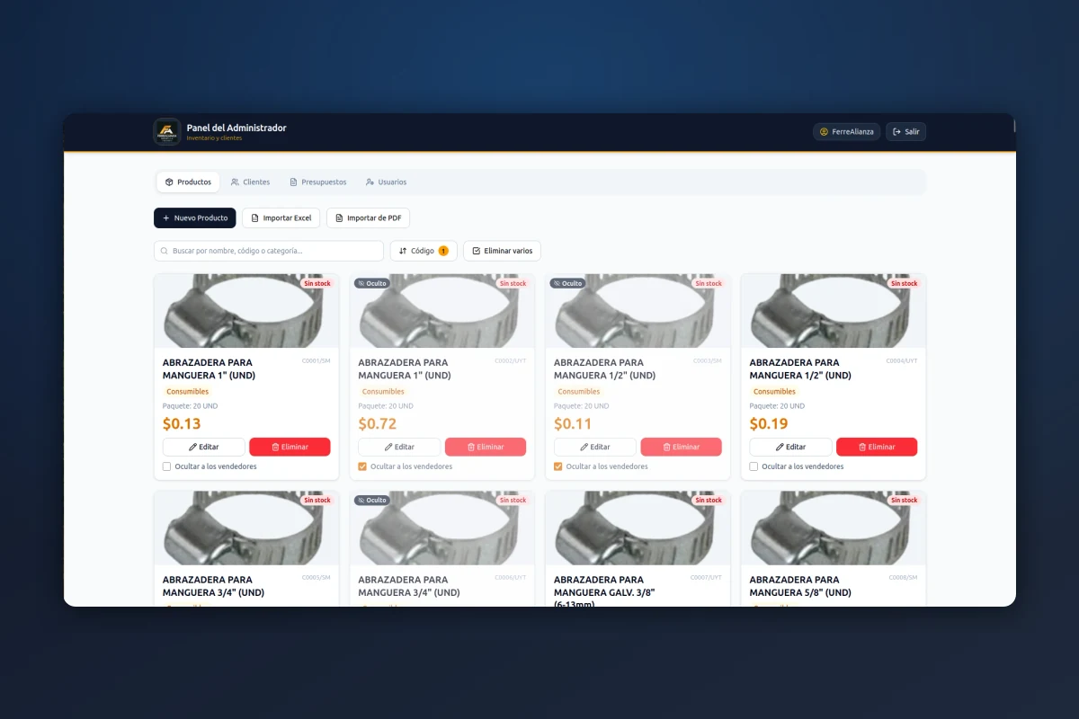 inventory and ordering system for a hardware retailer built by XSingularity