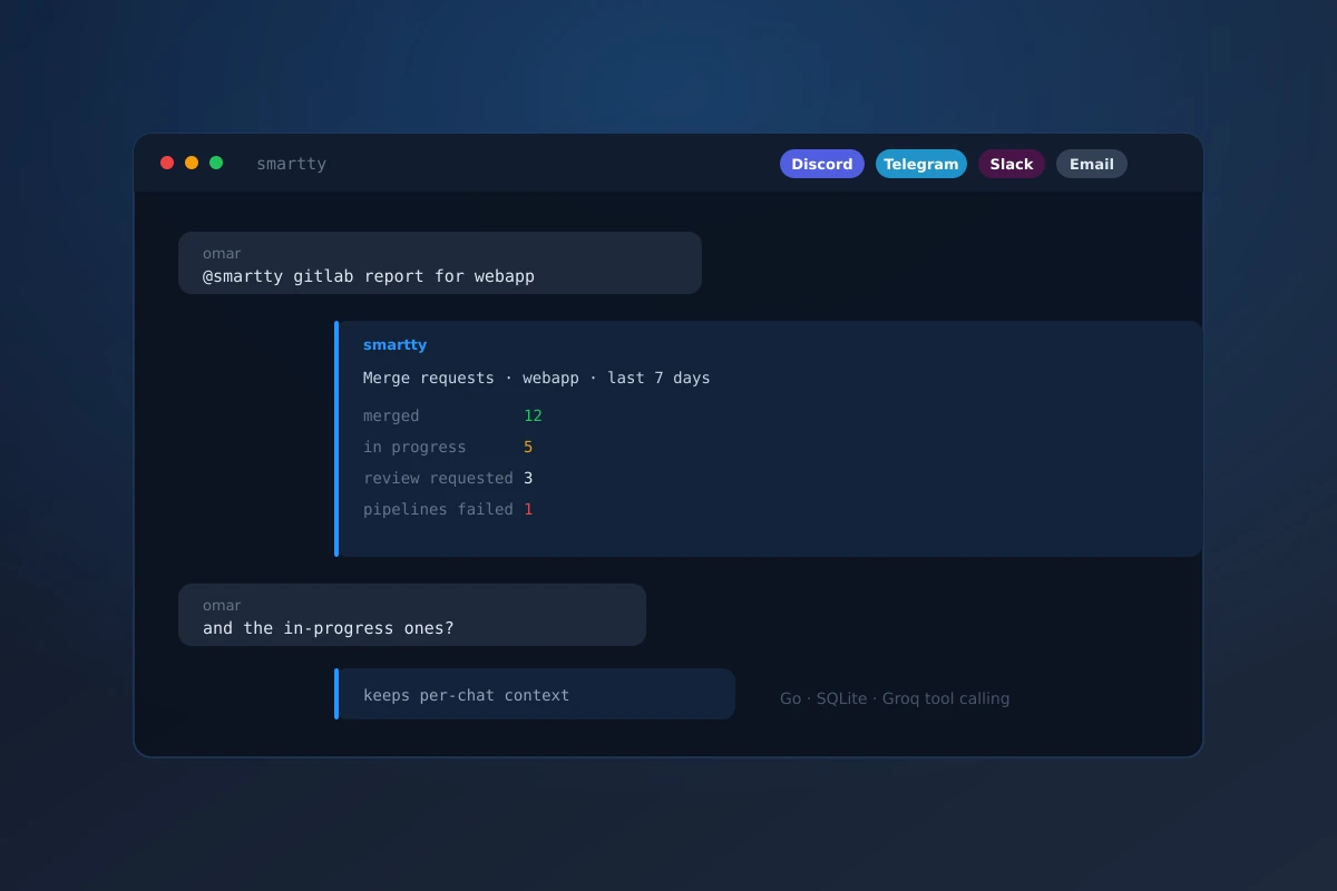 multiplatform Discord Telegram Slack and email assistant bot built in Go by XSingularity