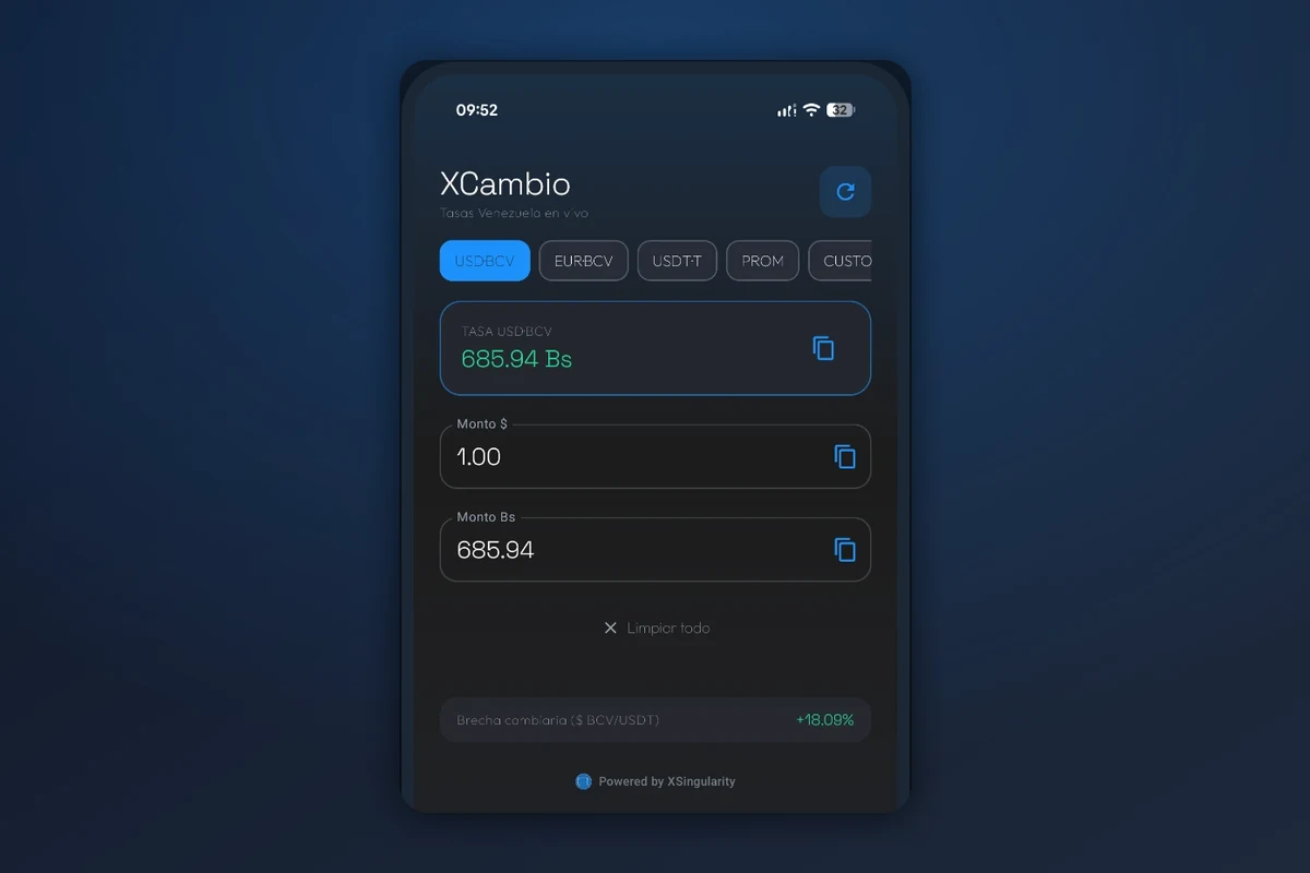 native Android currency converter app for the Venezuelan bolivar built by XSingularity